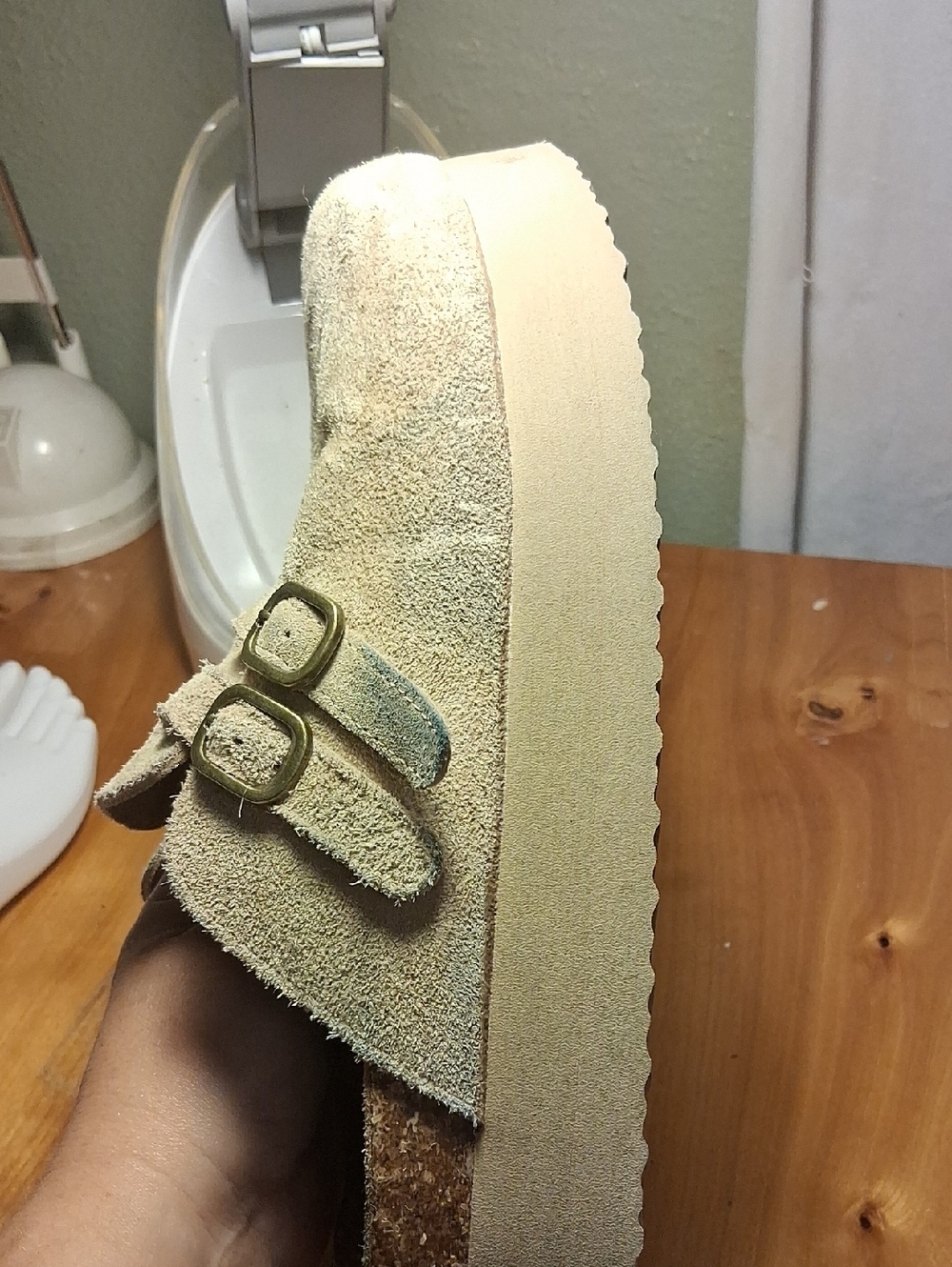 Project Cloud Memeory Foam Beige Suede Slip-On Clog Mules with Buckles Size 10 - Picture 7 of 10